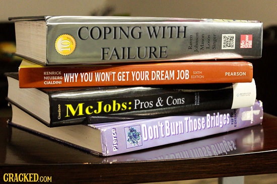 COPING WITH EAILURE Raven Mason Lasos Singer -T Mc john KENRICK WHY YOU WON'T GET YOUR DREAM JOB CIXTH NEUBERG r CIALDINI Pros & Cons McJobs: Bridges
