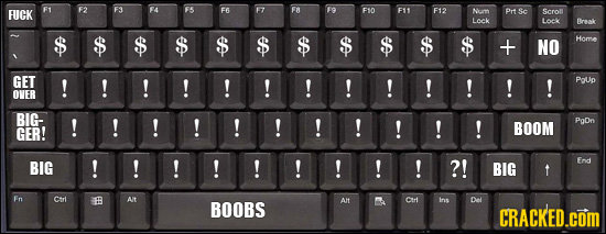 FUCK FY 2 F10 F11 F12 Mms Prt Sc Seroll Loek Lock Broak ep e $ $ + NO Home GET ! ! Pqup ONER BIG- ! ! ! PgDn BOOM GER! BIG Y ! ! y Y Y ?! Fod BIG t Fr