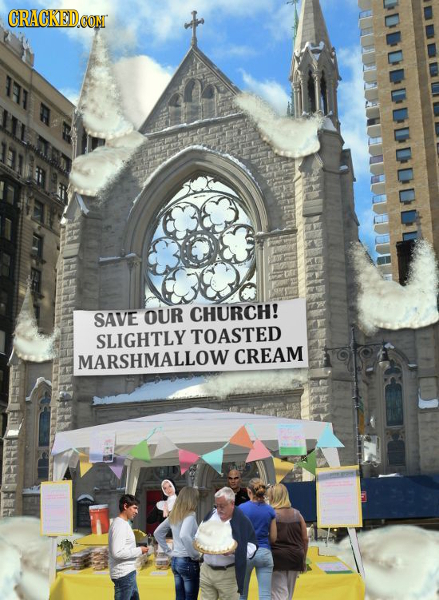 CRACKED SAVE OUR CHURCH! SLIGHTLY TOASTED MARSHMALLOW CREAM