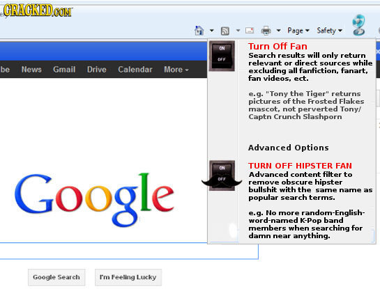 CRACKED CONT Page Safety Turn Off Fan ON Search results will only return relevant or direct sources while be News Gmail Drive Calendar More - excludin