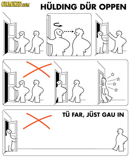 CRAGKED HULDING DUR OPPEN TU FAR, JUST GAU IN