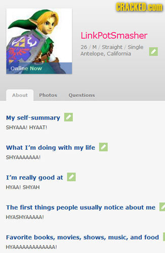 CRACKED.COM LinkPotSmasher 26 M Straight Single Antelope, California Online Now About Photos Questions My self-summary SHYAAA HYAATI What I'm doing wi