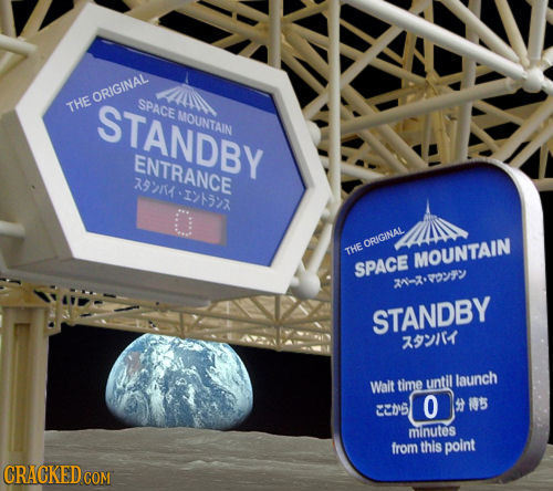 A ORIGINAL THE STANDBY SPACE MOUNTAIN ENTRANCE 2901-14507 ORIGINAL THE MOUNTAIN SPACE X-syo STANDBY 793/4 until launch Walt time 0 S 105 CDis minutes 