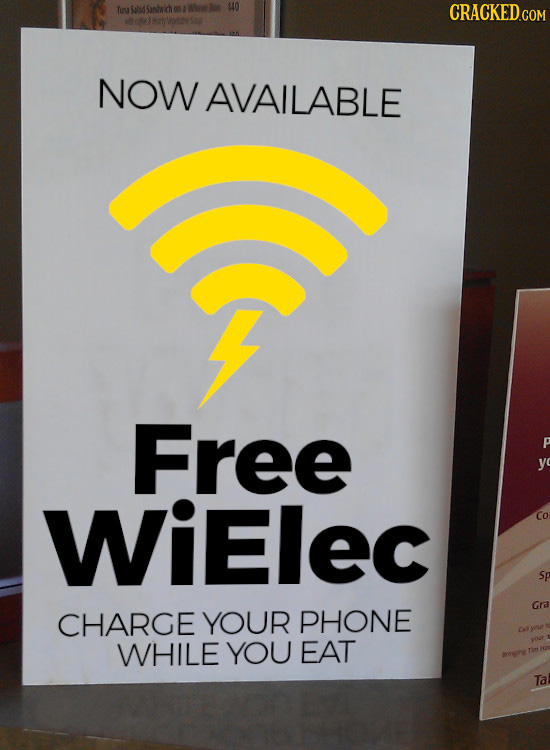 40 CRACKEDCON NOW AVAILABLE Free WIElec Co Sp Gra CHARGE YOUR PHONE WHILE YOU EAT Tal