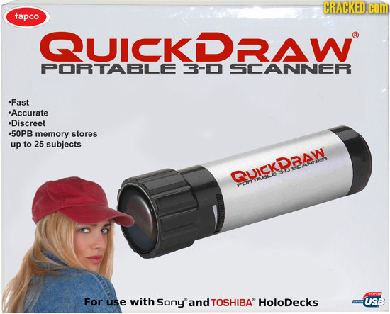 CRACKED.COM fapco QUICKDRA PORTABLE 3-D SCANNER Fast Accurate Discreet 50PB memory stores up to 25 subjects SCANNEEY QUICKDAW For use with Sony and TO