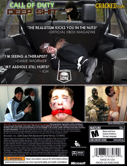 CALL OF DUTY CRACKEDcO PEEP Stn THE REALISTISM KICKS YOU IN THE NUTS! -OFFICIAL XBOX MAGAZINE I'M SEEING A THERAPIST! -GAME INFORMER MY ASSHOLE STI