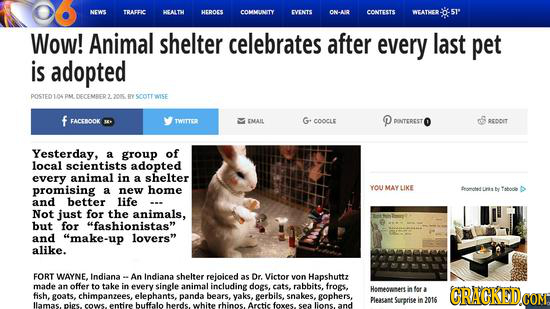 NEWES TRAERKG HALT HEROES COMMINTY EVENTS ONAR CONTESTE WEATHER Wow! Animal shelter celebrates after every last pet is adopted POSTEDT CECEMRER2 TWISE