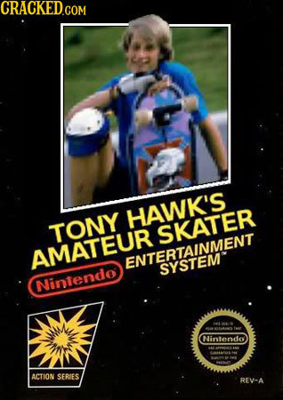 HAWK'S TONY SKATER AMATEUR ENTERTAINMENTT SYSTEM Nntendo Nintendo MBLS ACTION SERIES REV-A