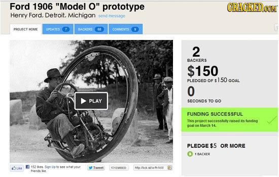 Ford 1906 Model O prototype GRAGKED.OON Henry Ford. Detroit, Michigan 00 message PROECT HotNE UODATIE 7 BACOERE COUMENTS 2 BACKERS $150 PLEDGED 150