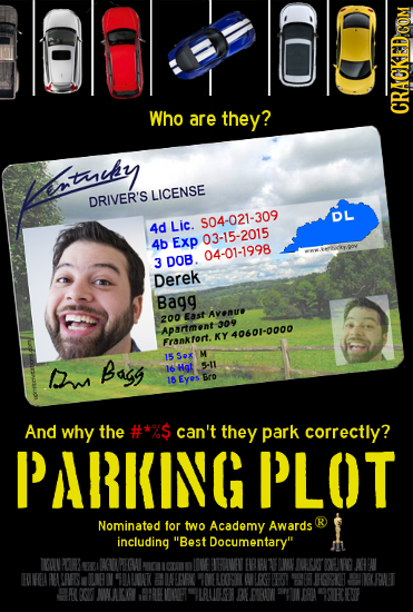 Who are they? CRACKED COM ntuesy LICENSE DRIVER'S DL 4d Lic. $04-021-309 4b Exp 03-15-2015 04-01-1998 3 DOB. Derek Bagg EAST Avenve 200 309 Apartmtent