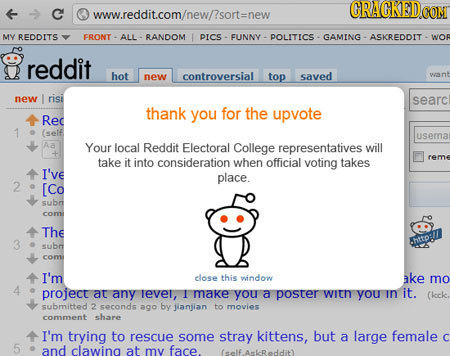 CRAGKED C www.reddit.com/new/?sort=new MY REDDITS FRONT ALL RANDOM PICS ELINNV POLITICS GAMING ASKREDDIT WOR reddit hot NOW controversial top saved ne