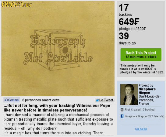 CRACKEDCO 17 backers 649F pledged Of800F eltnna aor ap b 39 days to go Nut Asarlable Back This Project 1F minimum pledged This projee ct will only be