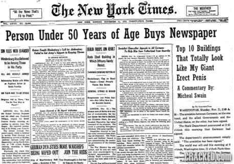 Ihe New Hork Timtes. 1 SAY e Person Under 50 Years of Age Buys Newspaper H L Top 10 Buildings BNE DO7L DE Ae si b That Totally Look bee to 1 he lhoas