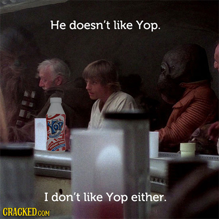 He doesn't like Yop. I don't like Yop either. 