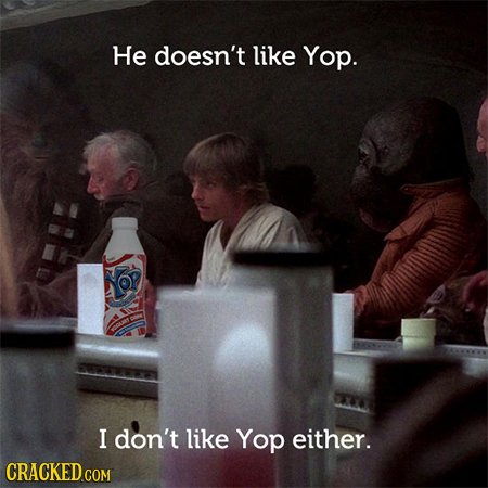 He doesn't like Yop. I don't like Yop either.