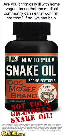 Are you chronically ill with some vague illness that the medical community can neither confirm nor treat? If so, we can help. 100 NEW FORMULA SOFIGELS