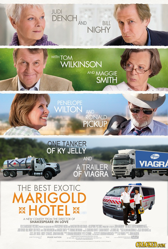 JUDI DENCH AND BILL NIGHY WITH TOM WILKINSON AND MAGGIE SMITH PENELOPE WILTON AND RONALD PICKUP ONE TANKER OF KY JELLY fier AND VIAGR A TRAILER OF VIA