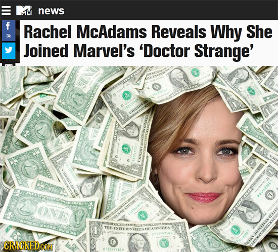 news f Rachel McAdams Reveals Why She 3k Joined Marvel's 'Doctor Strange' BONE NTAEEN METE CRACKEDCON C1044716H