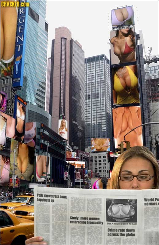 CRACKED.COM R NeeI 11111t Polls show stress down bappiness Worid Pe UD nowars Study: more women embracing bisexuality BUY AMIN COOPE OOA Crime rate do