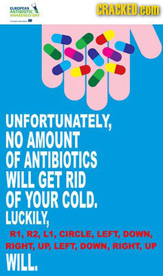 CRACKED FURDEAN HOM ANTOTIC DR UNFORTUNATELY, NO AMOUNT OF ANTIBIOTICS WILL GET RID OF YOUR COLD, LUCKILY, R1, R2, L1, CIRCLE. LEFT, DOWN, RIGHT, UP,