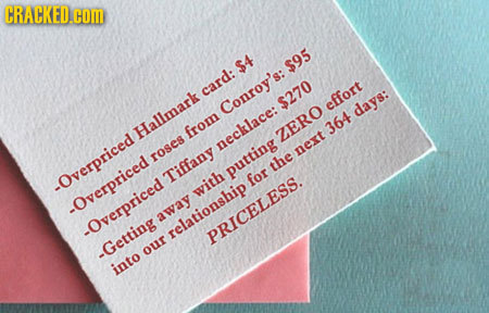 CRACKED.COM $4 $95 card. Conrov'e. $270 effort days: hallmasl from 364 LERO necklace. nert the Tiffany putting Overprice, for with overpriced y away T