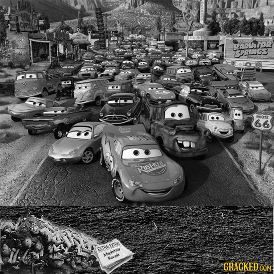 RADLATOR SPRINIGS ROUTE 66 Rgure Rusterc EXTRA EXTRA Machines Revolt CRACKED