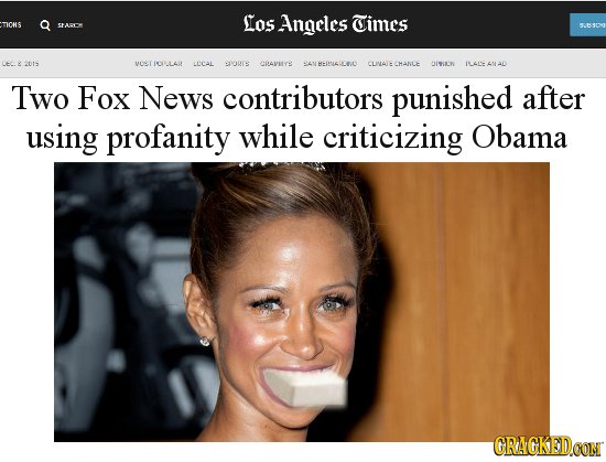 LLos Angeles Times TIOHS STADO 3.630 015 1To LLCAL DTE CDevuYE H-DEDED CLINAT- CHANLE ON IAL Two Fox News contributors punished after using profanity