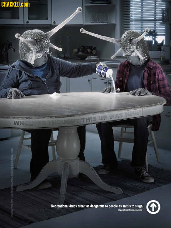 CRACKED.cOM MIGH UP WAS WHOLVER THOUGH THIS Recreational drugs aren't as dangerous to people as salt is to slugs, atovtheinfuencecom