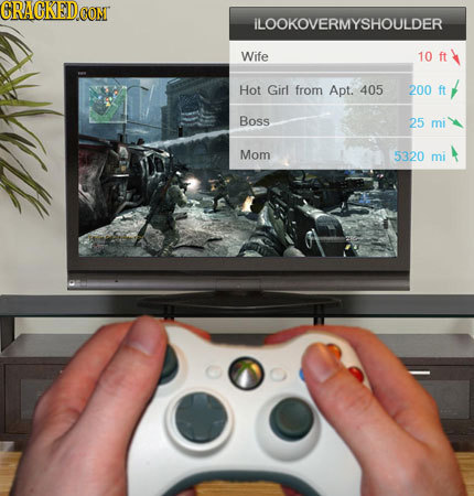 CRACKED.COM ILOOKOVERMYSHOULDER Wife 10 ft Hot Girl from Apt. 405 200 ft Boss 25 mi Mom 5320 mi