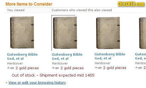 More ltems to Consider CRACKED. HOM You viewed Customers who viewed this also viewed Gutenberg Bible Gutenberg Bible Gutenberg Bible Guter God, et al