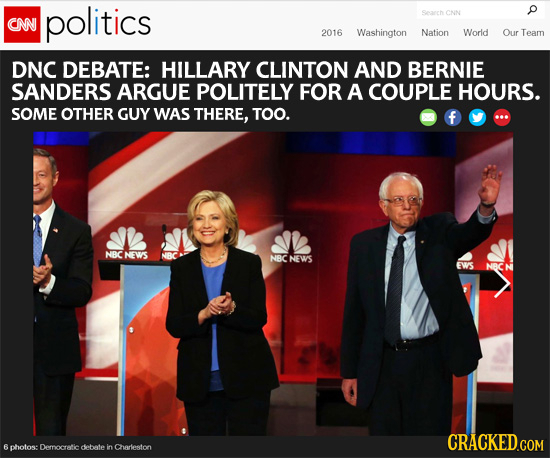 politics Ceah CNN CNN 2016 Washington Nation World Our Team DNC DEBATE: HILLARY CLINTON AND BERNIE SANDERS ARGUE POLITELY FOR A COUPLE HOURS. SOME OTH