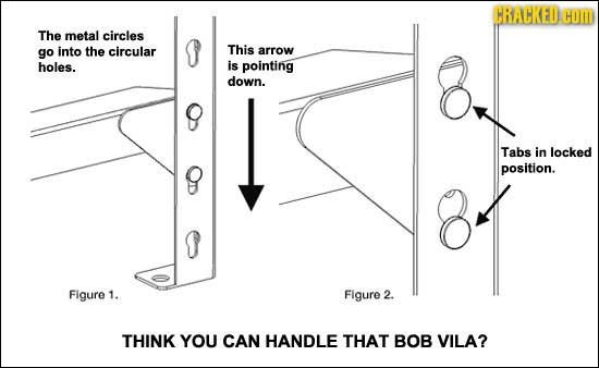 CRACKED COM The metal circles go into the circular This arrow holes. is pointing down. Tabs in locked position. Figure 1. Figure 2. THINK YOU CAN HAND