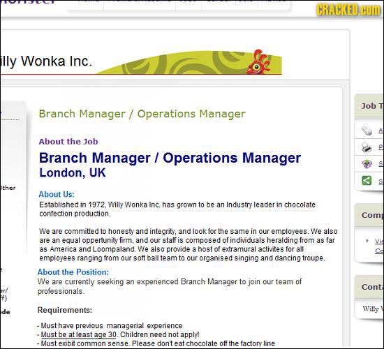 CRACKEDHO lly Wonka Inc. Job Branch Manager Operations Manager About the Job Branch Manager / Operations Manager London, UK ther About Us: Established