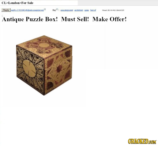 CL>London>For Sale Reply shut 9AMGO Antique Puzzle Box! Must Sell! Make Offer! CRACKEDOON