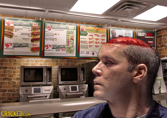 $6 00 FOOTLONGS $400 $5 FOOTLONGS BREAKFAST EATNG BETTER SMATT $675 FOOTLONGS 425 $575 FOOTLONGS