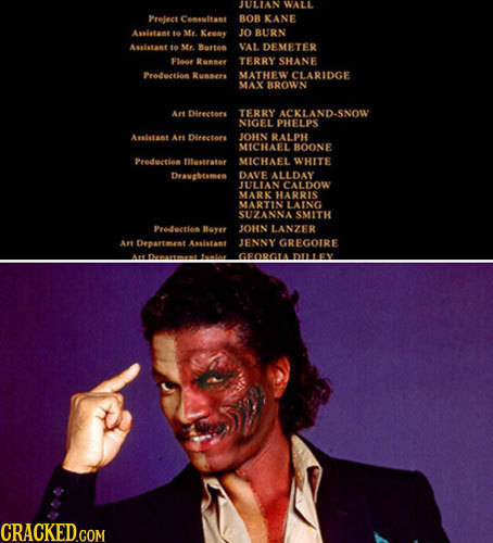 01 A WALL Project Censoltant BOB KANE Assitast A Me. Keesy JO BURN Asslstant to Me Burten VAL DEMETER Fleor Runer TERRY SHANE Prodetion Runsers MATHEW