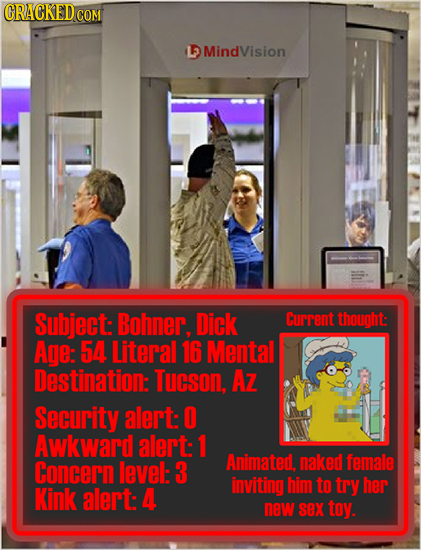 CRACKED COM LE MindVision Subject: Bohner, Dick Curront thiounht: Age: 54 Literal 16 Mental Destination: Tucson, AZ Security alert O Awkward alert: 1 