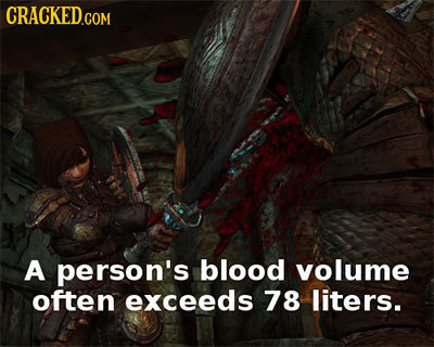 A person's blood volume often exceeds 78 liters. 