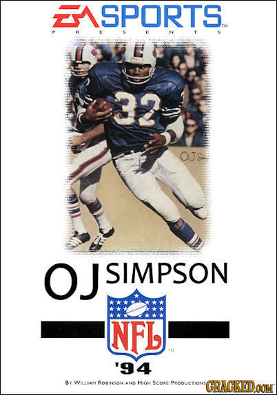 SPORTS TM 33 OJS OJ SIMPSON NFL '94 Ay WILlAM RORINSON AND HIGH SCoRE PoDucTione GRACKEDOON