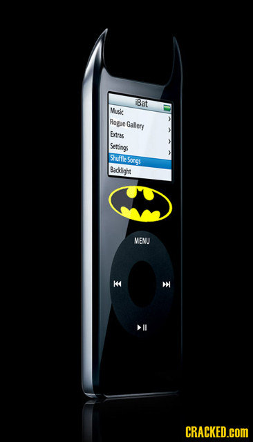 iBat Music Rogve Gallery Extras Settings Shuffle Songs Backlight MENU K >11 CRACKED.COM