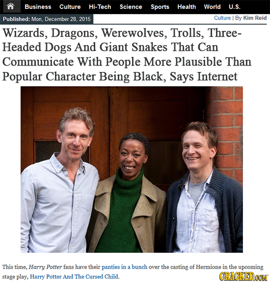 Business Culture Hi-Tech Science Sports Health World U.S. Published: Mon. December 28. 2015 Culture By Kim Reid Wizards, Dragons, Werewolves, Trolls,