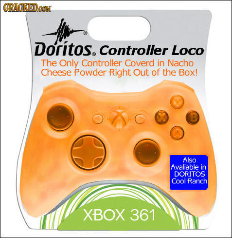 CRACKEDOON Doritos. Controller Loco The Only Controller Coverd in Nacho Cheese Powder Right Out of the Box! Also Avaliable in DORITOS Cool RaNCH XBOX 