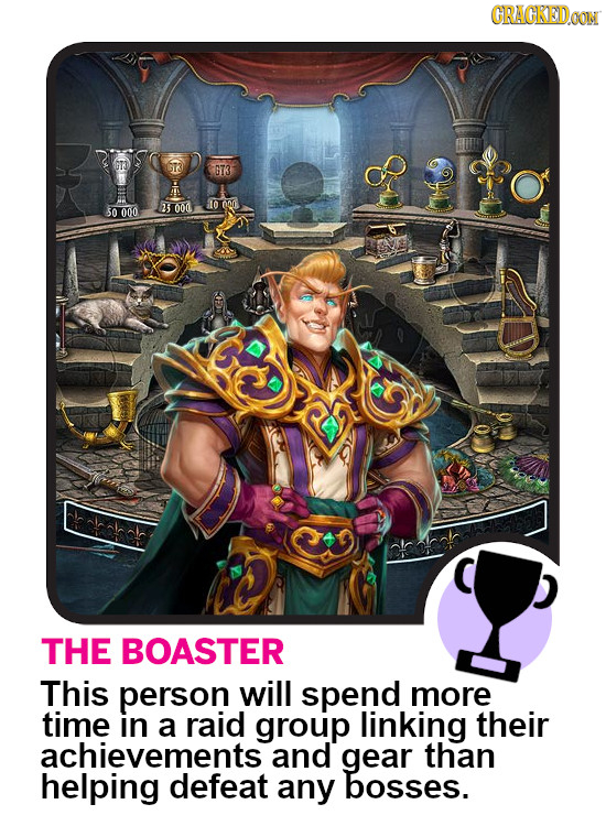 CRACKEDOON GT3 G73 23 0 000 000 S0 000 earsstr THE BOASTER This person will spend more time in a raid group linking their achievements and gear than h