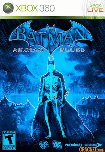 XBOX 360. XBOX LIVE BATMN ARKHAM BLUES TEEN T DC rocksteady eidos. SRE CRACKEDGOM