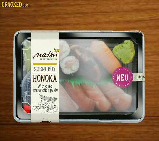 CRACKED mnats TMU FEPSHNESS SUSHI BOX HONOKA NEU ERISCHESIEE With dved horseradish paste 
