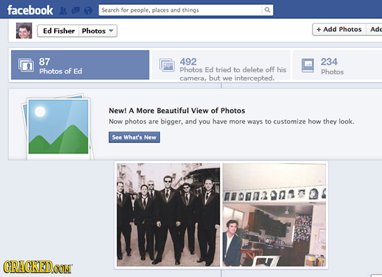 facebook Search for people. places and things Ed Fisher Photos Add Photos Ade 87 492 234 Photos of Ed Photos Ed tried to delete off his Photos camera,