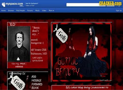 CRACKED myspace.com Mysom coM Astilia HOA Arone Fd Peonle Favenc Muse Wdes Move Sign Up ED Boyz don't Goth cry... mood hungover : 40 Years old Balt