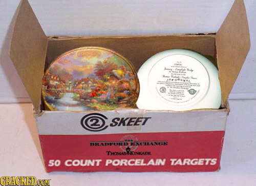 2 SKEET AORD XCIEANK THOMASKINIKCADE 50 COUNT PORCELAIN TARGETS CRACKEDCON