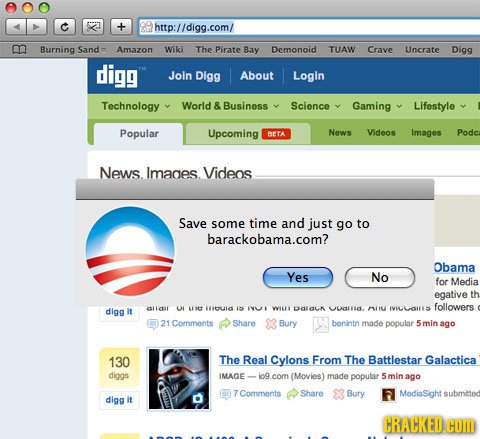 http://digg.com/ m Burning Sand Amazon Wiki The Pirate Bay Demonoid TUAW Crave Uncrate Digg digg Join Digg About Login Technology World & Business Sci