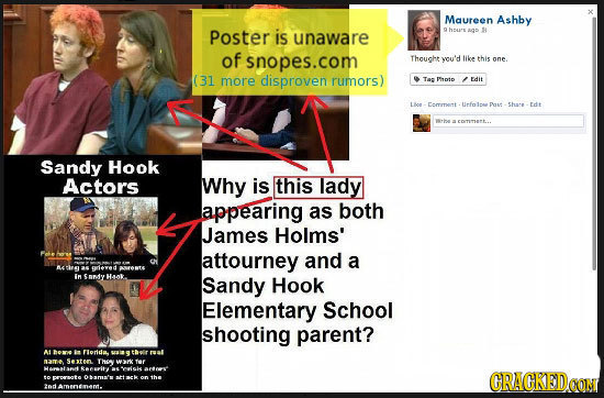 Maureen Ashby Poster is aq S unaware of snopes.com Thought you'd like this one (31 more disproven rumors) Ta Plptp Edit Commet Urfolpee Shae tdt Eomam